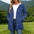 thumbnail image 4 of Smsaxvxz Plus Size Rain Jacket for Women Casual Striped Lined Hooded Lightweight Raincoat Outdoor Waterproof Windbreaker Blue 2XL, 4 of 10