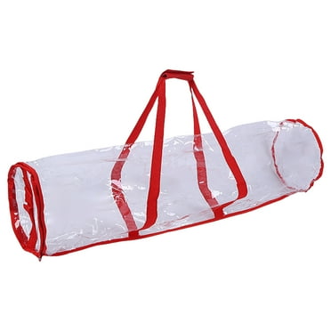 Wadada Christmas Wrapping Paper Organizer Storage, 45" Gift Wrapping Paper Storage Containers, Clear PVC with Durable 600D Oxford Fabric Gift Wrap Paper Holder Fits 18-25 Rolls, Red