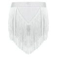 thumbnail image 2 of YiZYiF Kids Girls Sequins Tassel Skirts Shorts Sparkly Belly Dance Skirts Shorts Disco Dance Bottoms White 12, 2 of 6