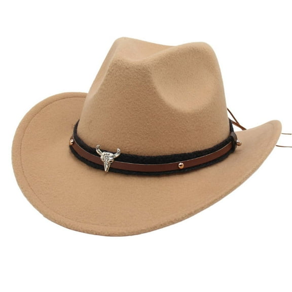 Western Cowboy Style Jazz Bowler Hat with Cow Head Decoration - Breathable Packable Sun Hat for Women