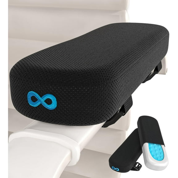 Everlasting Comfort Armrest Chair Arm Covers Ergonomic Memory Foam Arm Rest Pads, Black, 2 Pack