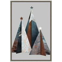 Amanti Art Three Christmas Trees Framed Canvas Wall Art Print