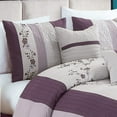 thumbnail image 3 of Chezmoi Collection Linnea 7-Piece Luxury Purple Cherry Blossom Floral Embroidery Bedding Comforter Set, King, 3 of 8