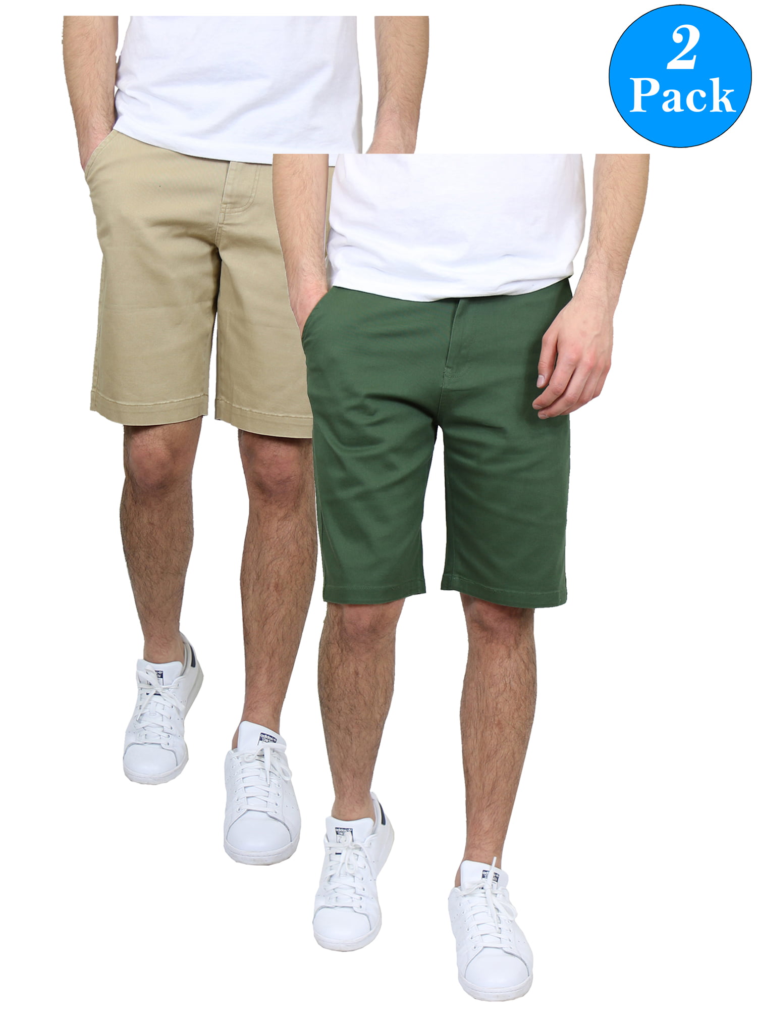 Mens 5-Pockets Flex Stretch Cotton Chino Shorts (2-Pack) - Walmart.com