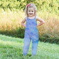 thumbnail image 5 of uublik Girls Romper Printed Cute Strap Jumpsuit One-piece Romper with Pockets Blue, Size 1T-6, 5 of 5