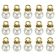 thumbnail image 1 of Unique Bargains Pendentifs Perles Factices 8 mm, Lot de 100 Perles Rondes Imitation Perle avec Strass, Blanc Doré, 1 of 6