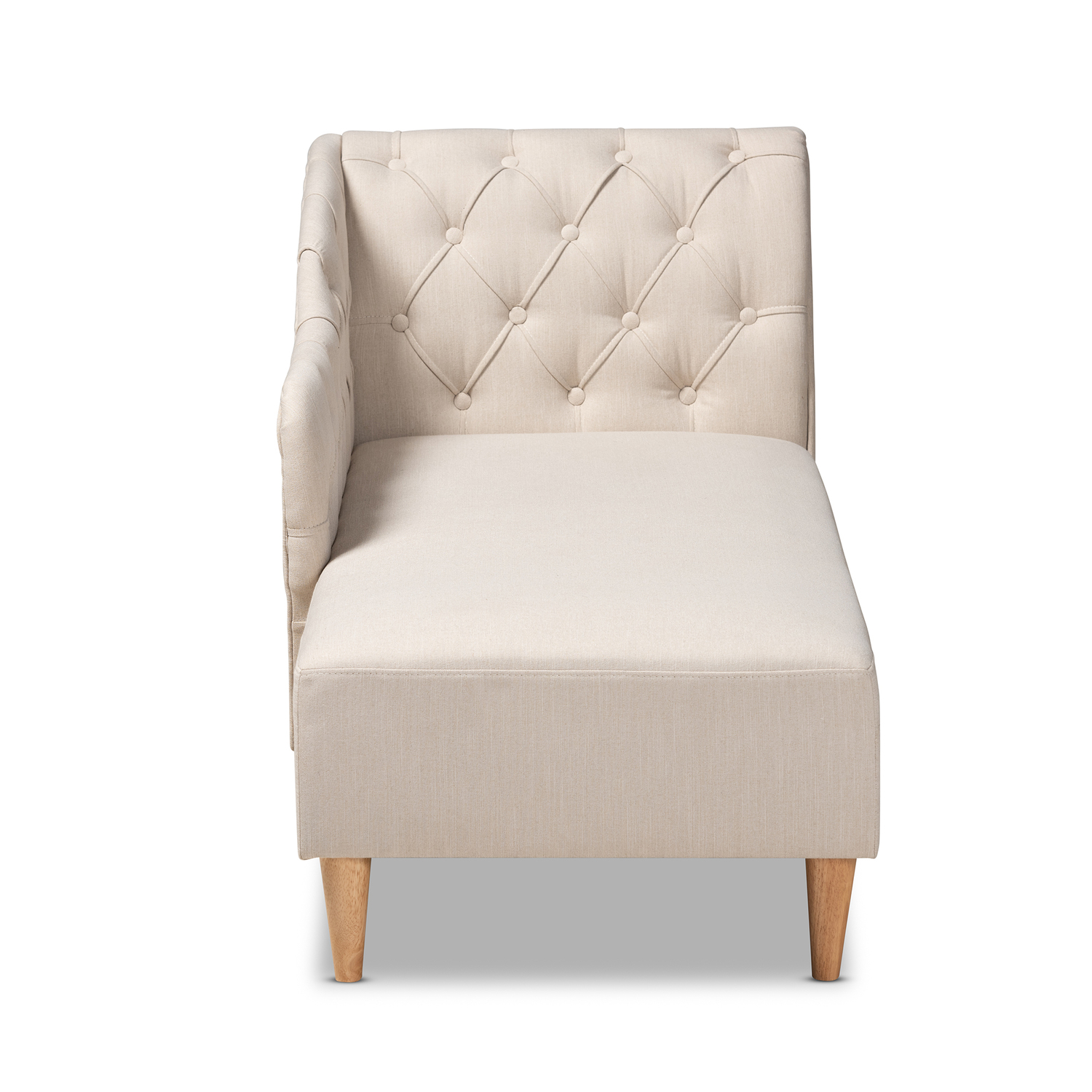 Baxton Studio Emeline Beige Upholstered Oak Finished Chaise Lounge - image 4 of 9