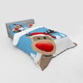 thumbnail image 3 of Ambesonne Christmas Bedding Set 3 Pcs, Reindeer Rudolph Hat, Twin, Pale Blue Red Pale Brown, 3 of 3