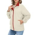thumbnail image 2 of Breezora Womens Color Block Wind Resistant Lightweight Jacket Water Repellent Utility Anorak Jacket L Size Beige, 2 of 9