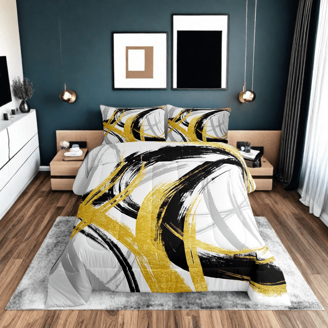 Erosebridal Futuristic Stripes Bedding Toddler Comforter Set, Modern Abstract Down Comforter, Minimalism Room Decor, Reversible