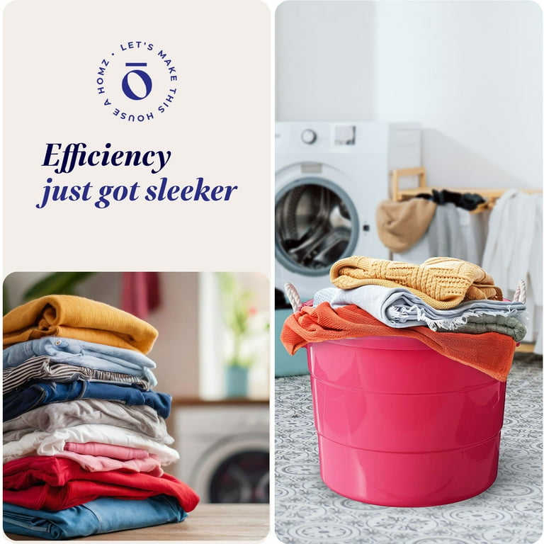 Homz® Large Round Utility 18 Gallon Plastic Rope-Handled Storage