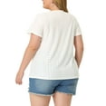 thumbnail image 3 of MODA NOVA Juniors Plus Size  V Neck Hollow Flare Short Sleeve Top, 3 of 5