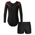 thumbnail image 2 of Alvivi Kids Girls Gymnastics Dance Outfits Long Sleeve Leotards with Athletic Shorts Set, 2 of 7