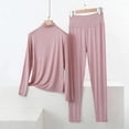 thumbnail image 2 of Paiwinds Turtleneck Pajama Set for Women - Stand-Up Collar Long Sleeve & Straight-Leg Pants, Soft Cotton Blend Winter Sleepwear, 2 of 5