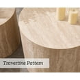 thumbnail image 7 of EALSON Nesting Coffee Table Set of 2 Modern Round Wood Coffee Table Circle Fluted End Tables Accent Tables for Small Space/Living Room/Bedroom, Travertine, 7 of 7