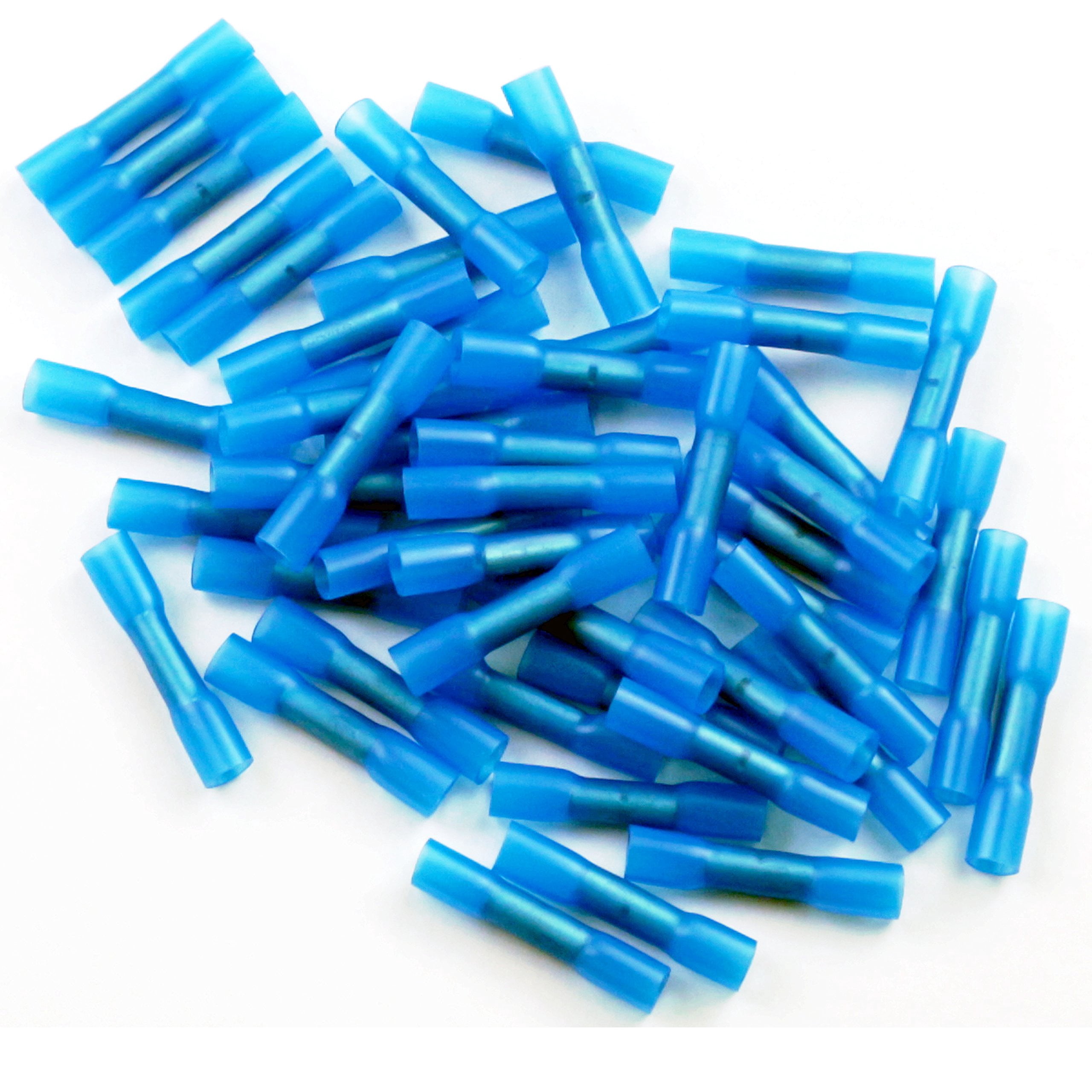 XScorpion Heat Shrink Butt Connectors 14–16 Gauge, Blue, 50pcs per Pack – Waterproof Crimp Wire Connectors for Automotive & Electrical Wiring (HSBCB)