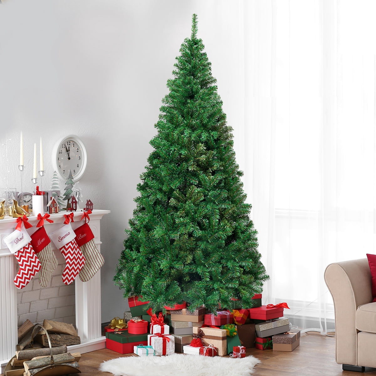 Costway CM19723 7ft Artificial PVC Christmas Tree W/Stand Holiday Season Indoor & Outdoor, Green