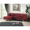thumbnail image 5 of Paige 87 in. Burgundy Velvet L-Shape 3-Seater Sofa with 2-Throw Pillow, 5 of 5