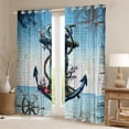 thumbnail image 2 of Erosebridal Vintage Anchor Curtains Teal Aqua Blue Blackout Curtains, Nautical Themed Curtains & Drapes Retro Compass Lighthouse Bedroom Curtains, Coastal Farmhouse Lodge Cabin Window Treatments, 2 of 6
