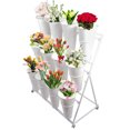 thumbnail image 2 of Flower Display Stand With Buckets, 3 Layers Metal Plant Stand With 4 Brake Wheels, Heavy Duty Moving Flower Rack For Fresh Flower Shop, Flower Bar, Patio Garden, Outdoor (White Frame - White Bucket), 2 of 16