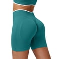 thumbnail image 3 of Breezora Women's Seamless Color Block Yoga Shorts - Scrunch Bum Booty Lifting Gym Shorts with Tummy Control, Workout Tights, 3 of 6