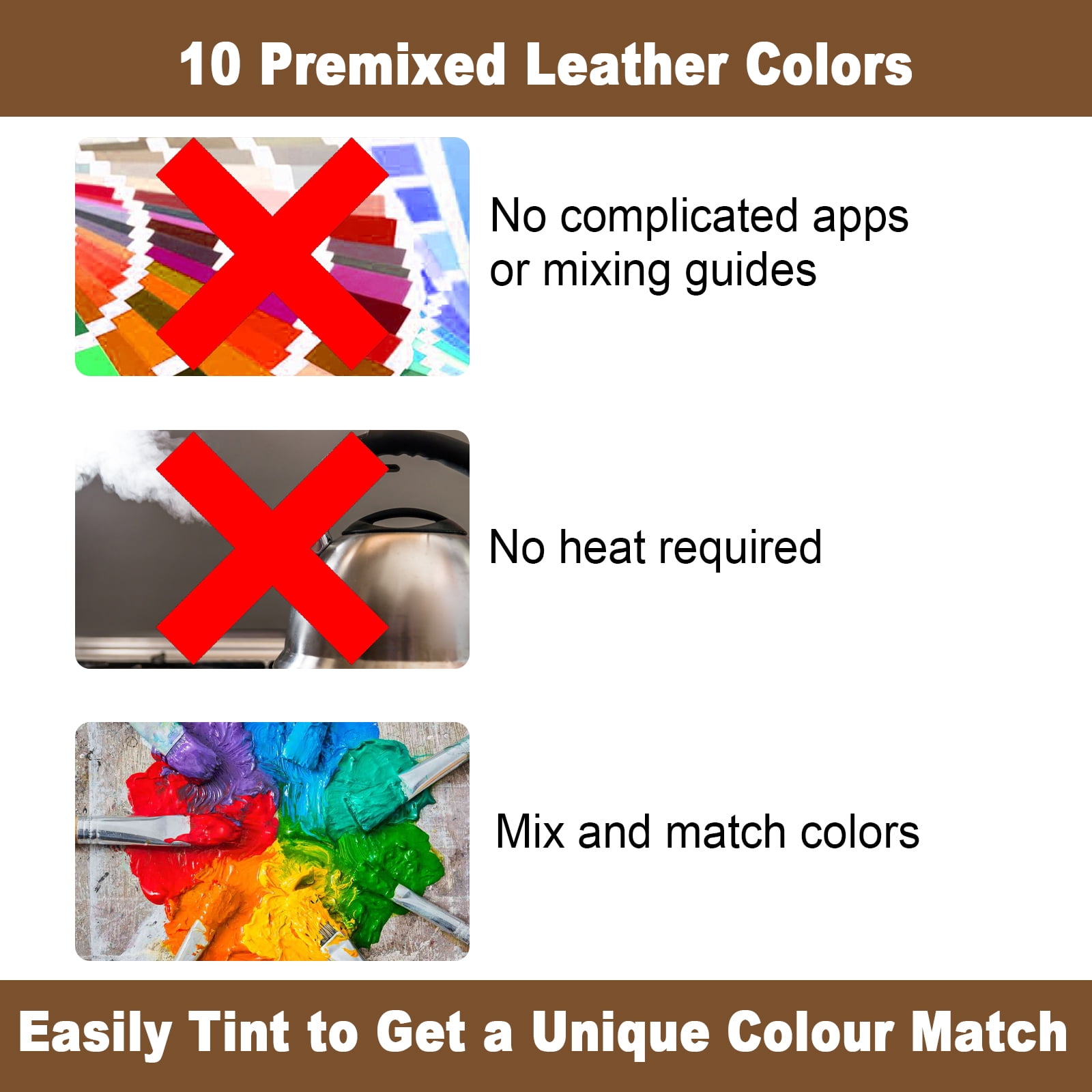 Alvantor Leather Repair Kit for Furniture, Sofa, Jacket, Car Seats and Purse, Super Easy Instructions, Match Any Color Vinyl Repair Kit