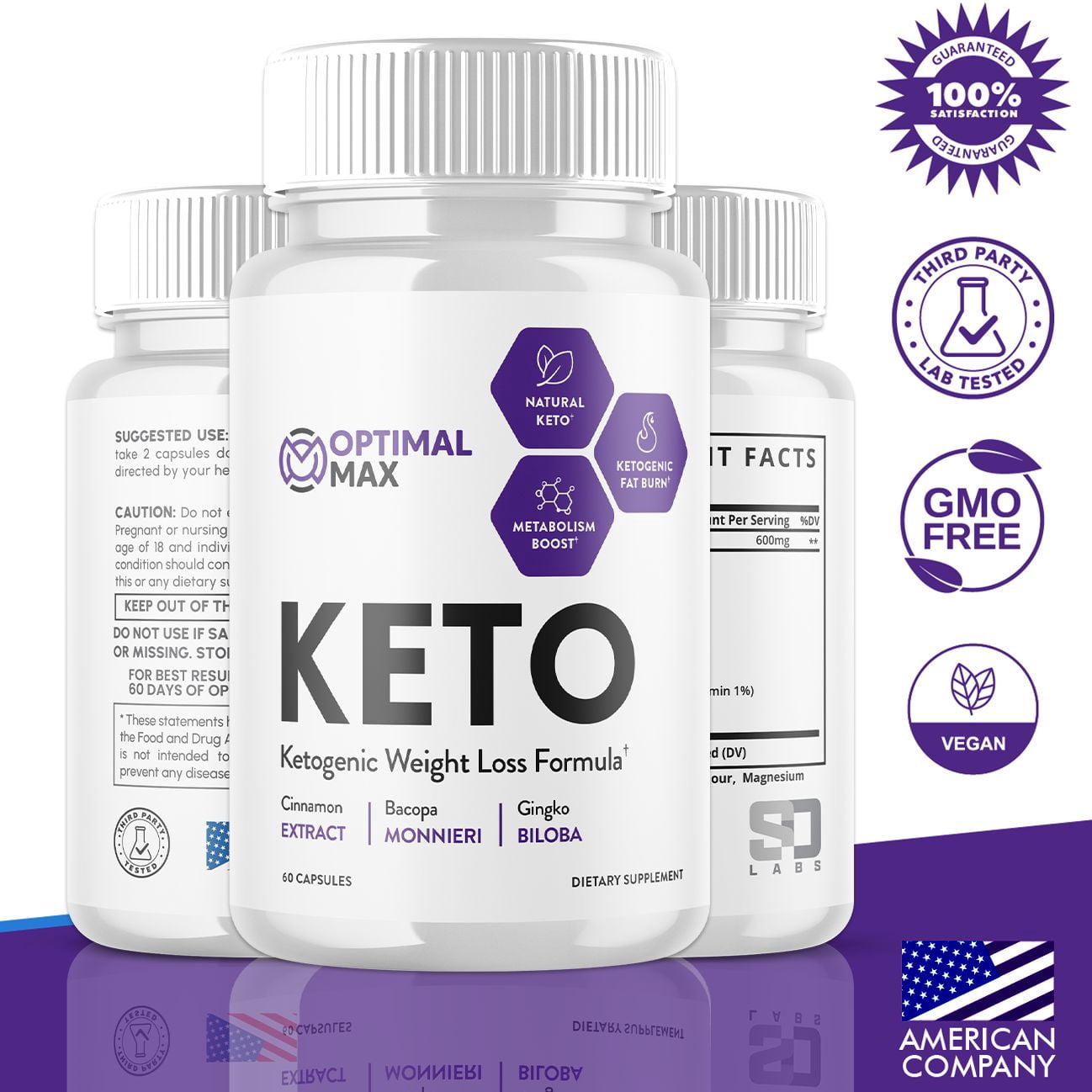 Optimal Max Keto - Ketogenic Weight Loss Formula - Energy & Focus Boosting Dietary Supplements for Weight Management & Metabolism - Advanced Fat Burn Ketones Pills - 120 Capsules (2 Pack)