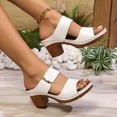 thumbnail image 5 of LOVZFMLL Heeled Sandals For Women Metal Buckle Open Toe Chunky Block Low Heel Slip On Slides for Summer Outdoor Beach Wear White 8, 5 of 9