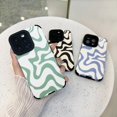 thumbnail image 5 of Sayoaho Diseñado Para Iphone 13 Pro Max Funda De Teléfono Suave De Piel Sintética Tpu Y Lindo Arte Ondulado Pintado Para Mujeres Y Niñas, Protector Delgado A Prueba De Golpes, Compatible Con Funda Par, 5 of 5