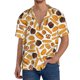 thumbnail image 1 of Balery Coffee Bun Hot Dog Camisa Casual de Manga Corta con Botones para Hombre, Texturizada, Estilo Cubano, para Playa, Verano-Medium, 1 of 5