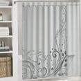 thumbnail image 6 of Orinice  Grey Shower Curtain, Ornament Border with Swirls Dots in Rococo Style Renaissance Details, Cloth Fabric Bathroom Decor Set with Hooks,  White, 6 of 7