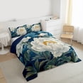 thumbnail image 4 of Feelyou Blue White Flower Bedding Comforter Set, Rustic Plant Botanical Twin Comforter Sets, Mandala Boho Style Reversible Bedding Set, Ultra Soft Bedroom Decor, 2pcs, 4 of 9