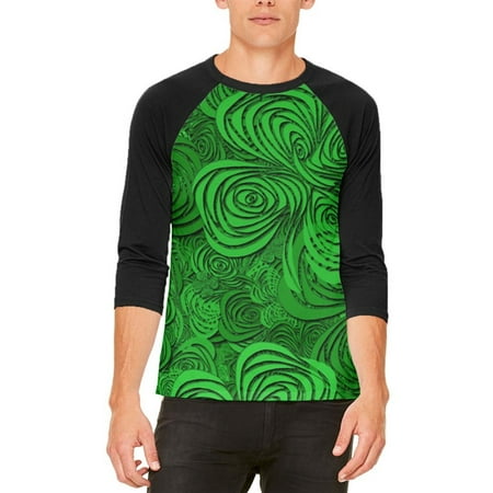 Field Raglan - St Patricks Day Trippy Irish Clover Field Mens Raglan T Shirt