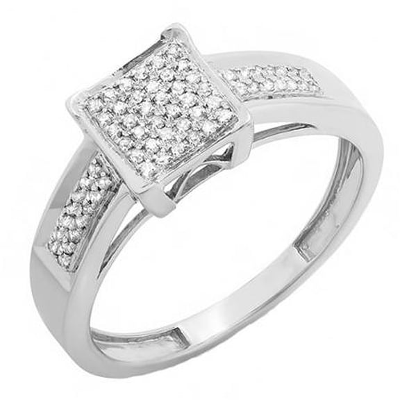 0.20 Carat (ctw) Sterling Silver Round White Diamond Men & Womens Micro Pave Engagement Ring 1/5 CT