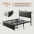 thumbnail image 2 of Honfach Full Bed Frame with Storage Drawers, PU Leather Upholstered Platform Bed Frame with Charging Station, No Box Spring Needed, Heavy-Duty Metal Slats Support, Noise-Free, Easy Assembly, Black, 2 of 7