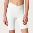 thumbnail image 2 of BLTIBY Girls Athletic Shorts Slim Cross V Elastic Waist Short Leggings Fashion Bike Dance Gymnastics Shorts White 9-10 Years, 2 of 9