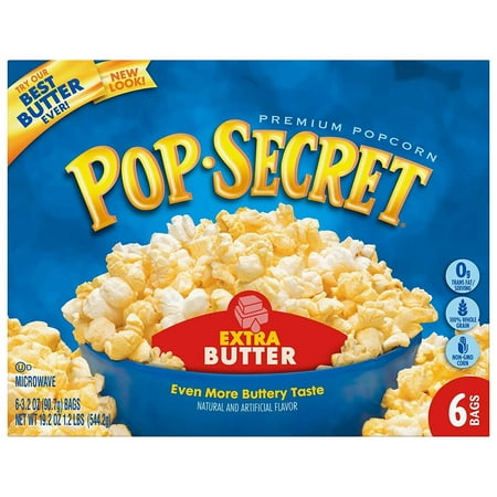 (3 Pack) Pop Secret Microwave Popcorn, Extra Butter, 3.2 Oz, 6 (Best Way To Make Popcorn In Microwave)
