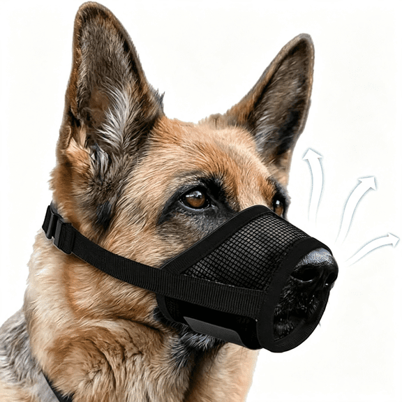 GASTROPOD Dog Muzzle for Small Medium Large Dogs,Soft Anti-Scavenging Air Mesh Muzzle to Stop Eating Trash &Biting,Humane Drinkable Guard,Adjustable for Lab Husky German Shepherd (Lamp Black,Xl)