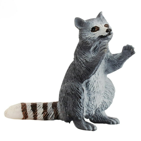 Goowood Life Like Raccoon Shaped Plastic Animal Ornament Realistic Miniature Raccoon Figurine Forest Animal Model for Home Decor Desk Gift