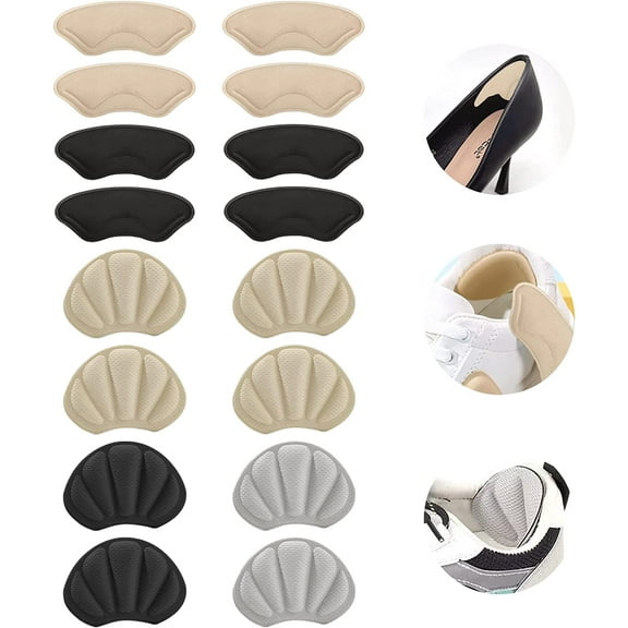 8 Pairs Heel Pads Inserts for Loose Too Big Heel Inserts for Women & Men