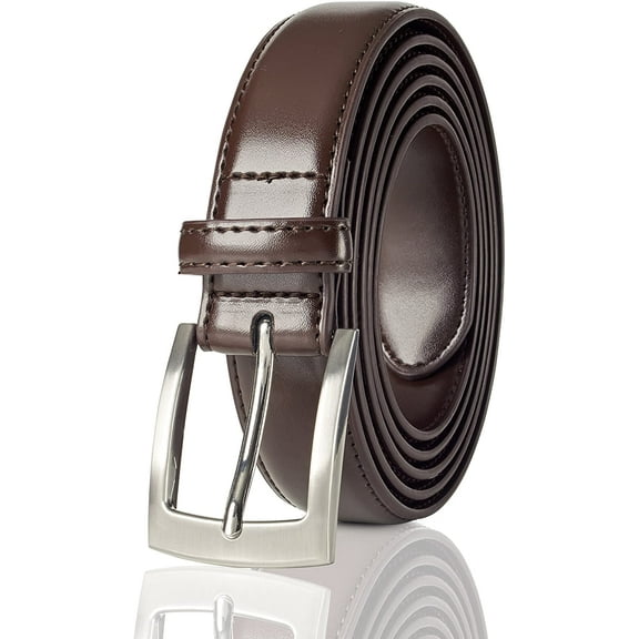 sportoli mens classic stitched genuine leather uniform belt - brown (52)