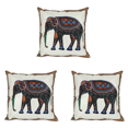 thumbnail image 1 of 3X Housse de Coussin en Coton Lin Tricoté Éléphant Indien Décoration, 1 of 5