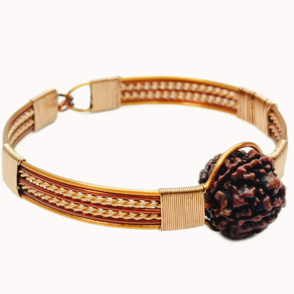 Panchmukhi Rudraksha Bracelet | Handmade Kada with Vedic Rituals | Spiritually Energized for Powerful Divination to attract prosperity made with Natural Rudraksha & Copper