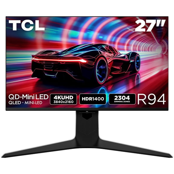 TCL 27” R94 Series 4K UHD HDR QD-Mini LED Gaming Monitor, 165Hz Refresh Rate, LD2304 Precise Dimming Series, HDR1400 Brightness, 1ms, AMD FreeSync Premium (NEW, 2025) - 27R94