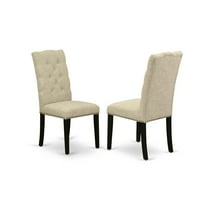 East West Furniture Dining Chair Wirebrushed Black, ELP6T35