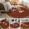 thumbnail image 5 of Brown Modern Round Area Rug 5Ft Washable Circle Rugs for Living Room Bedroom, Farmhouse Rabbit Abstract Art Non-Slip Carpet Floor Mats Indoor Outdoor Carpet Runner Aesthetic Home Decor, 5 of 8