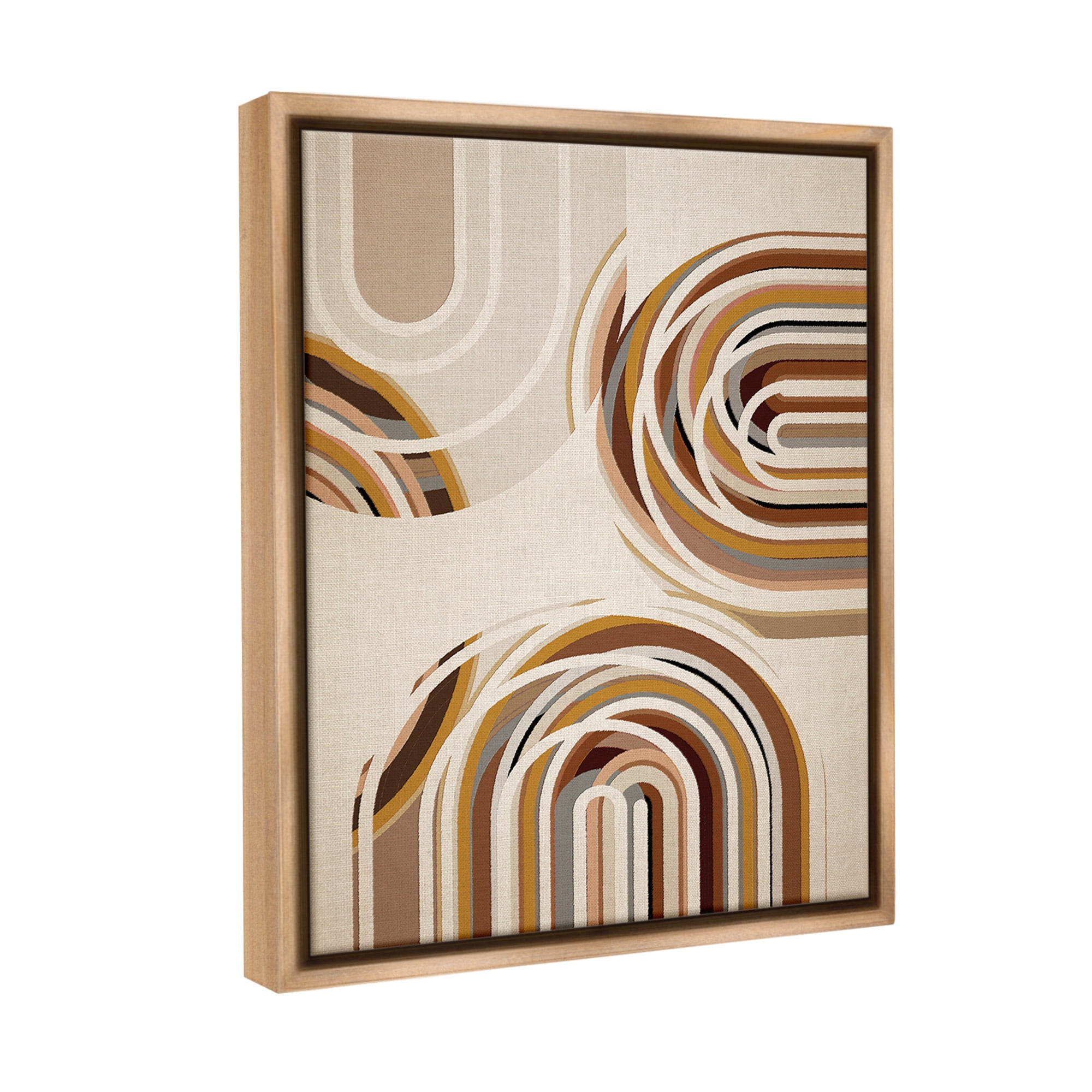 Stupell Industries Neutral Overlapping Arches Abstract Painting Brown Floater Framed Canvas Art Print Wall Art, 25 x 31