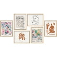 thumbnail image 3 of PixonSign Framed Canvas Print Wall Art Set - Colorful Flower Garden Bouquet Matisse & Humanities Pattern - Set of 6 Abstract Geometric Illustrations Cultural Art Wall Décor - 12"x16"x6 Natural, 3 of 5
