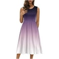 thumbnail image 2 of Meichang Sleeveless Sundresses for Women Summer Gradient Print Pleated Waist A-Line Dresses Swing Loose Fit Casual Dresses with Pockets Crew Neck Midi Dresses, 2 of 9