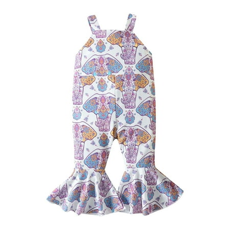 

ZRBYWB Toddler Girls Romper Summer Sleeveless Jumpsuit Fashion Elephant Print Outwear For Girls Romper Clothing Baby Clothing